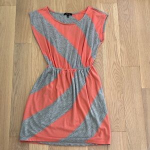 Soprano Striped Coral and Gray Dress xs